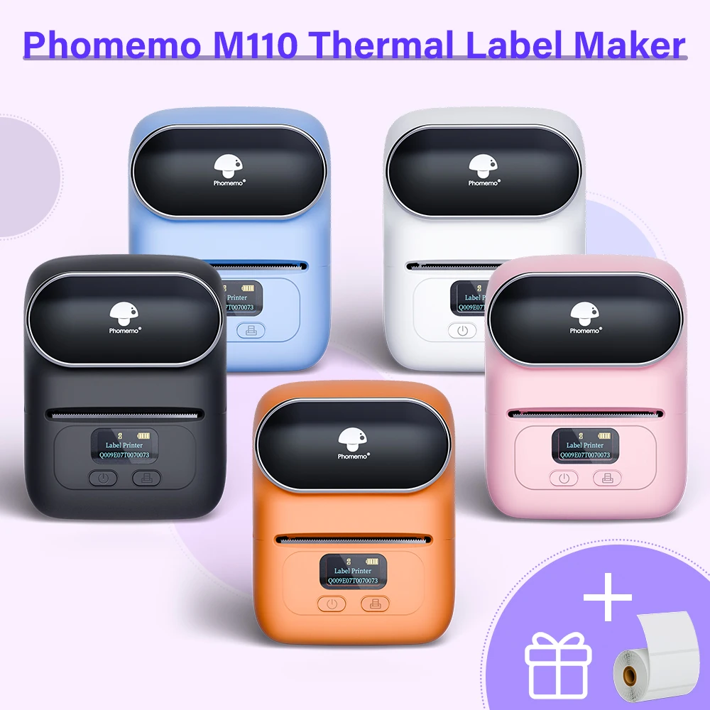 

Phomemo M110 Thermal Wireless Label Printer Portable Bluetooth Sticker Mini Printer Barcode Label Maker Price Tag Printers DIY