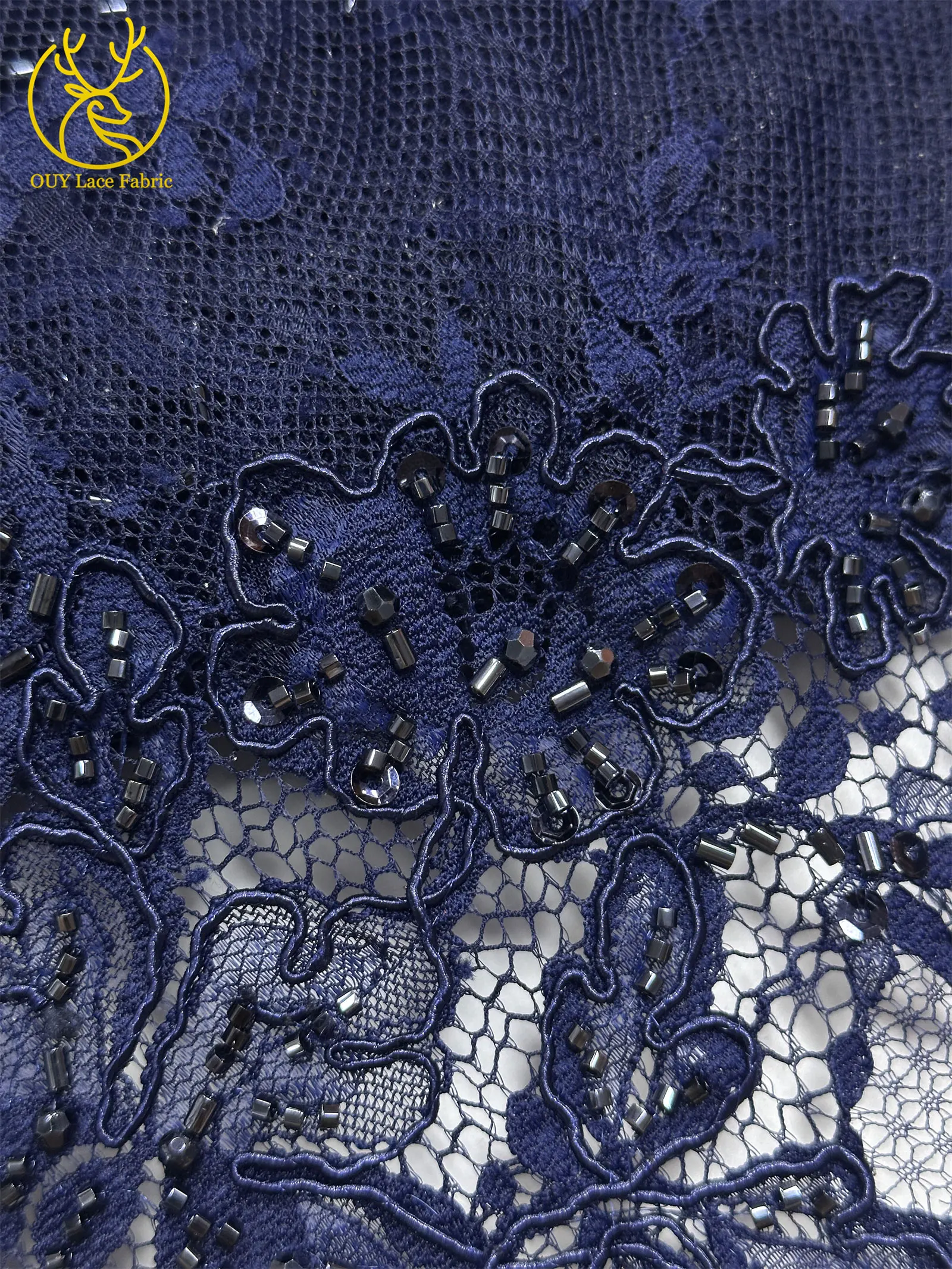 2026 Schwarzer Afrikanischer Perlen-Pailletten-Tüll-Spitzenstoff, Hochwertig und Luxuriös für Damen-Hochzeiten, DIY-Näharbeiten, Kleiderverzierung, 3 Meter – Detail 20