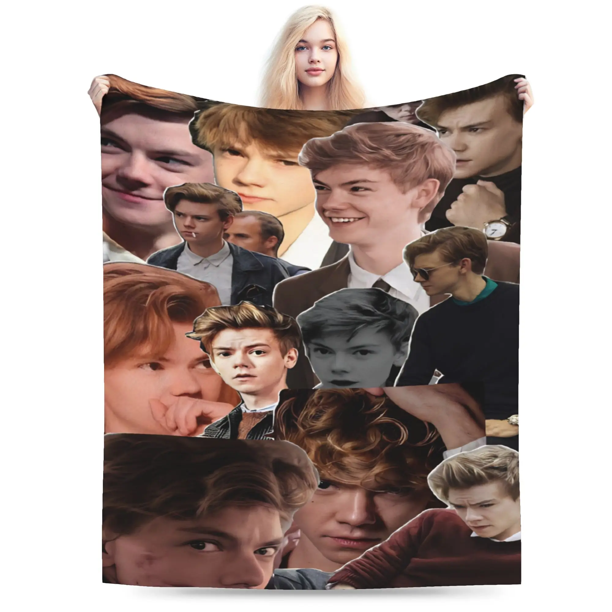 Thomas Brodie-Sangster Blankets Lightweight Thin Fleece Healing Gifts  Throw Blankets Plush Thin Quilt