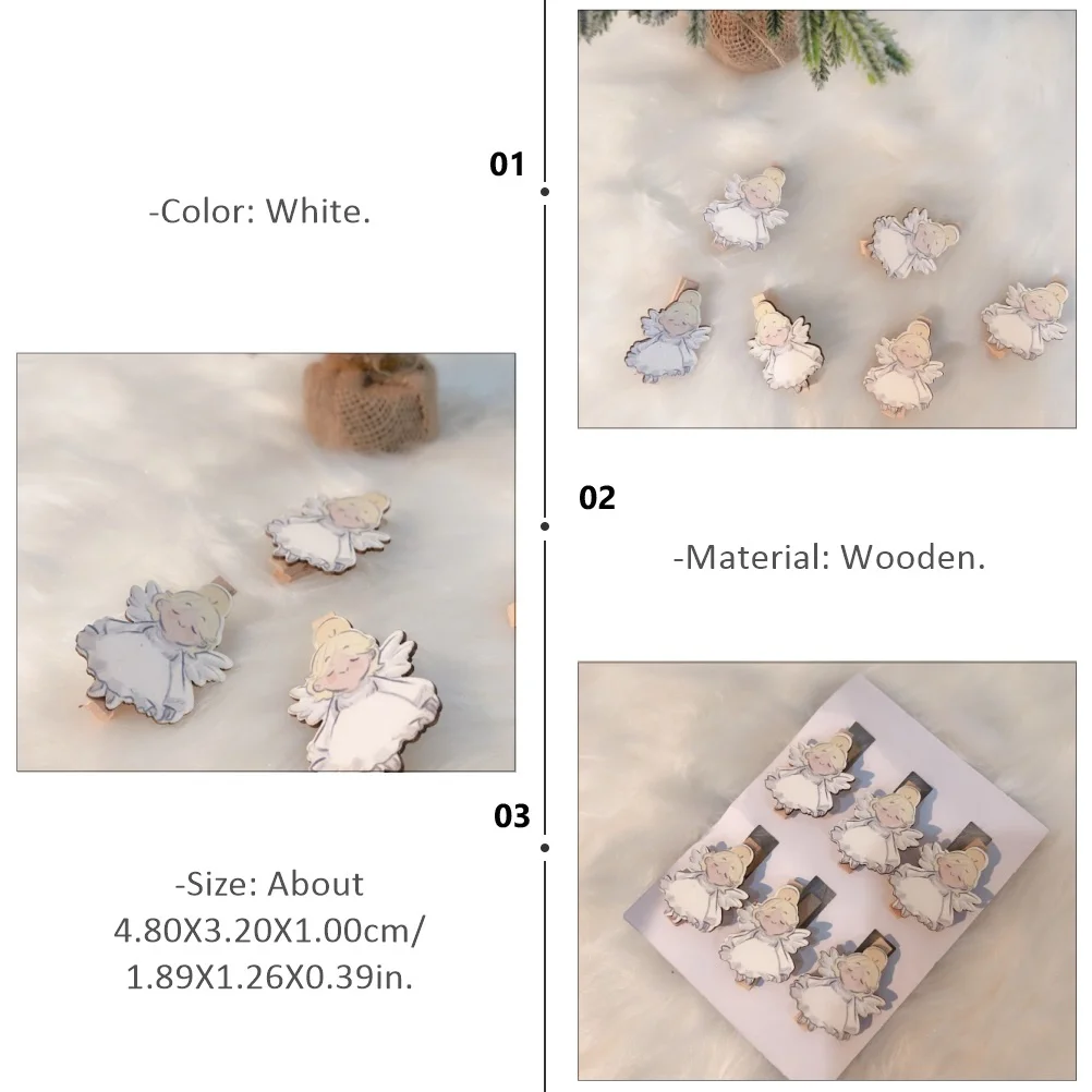 

12 pcs Christmas Wooden Clips Cartoon Photo Clips Decorative For Photos Paper Paintings Lightweight Foldable Portable Lovely Peg
