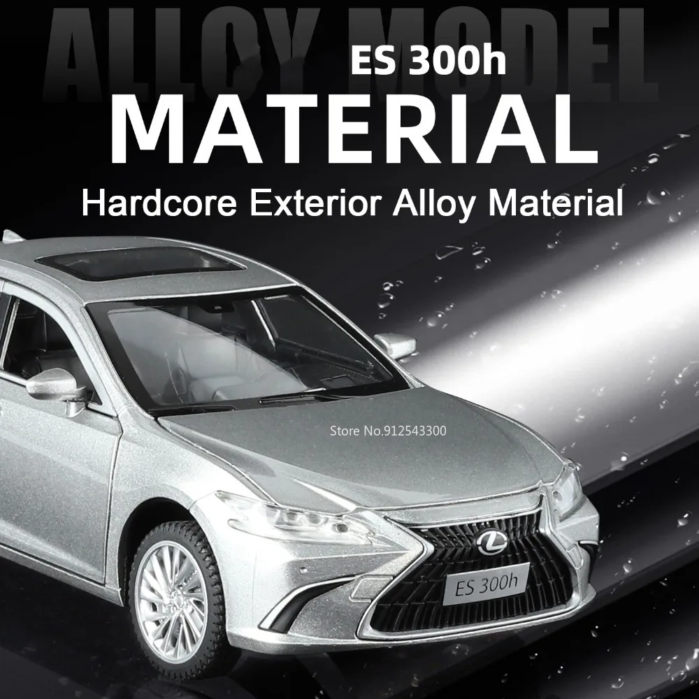 Model samochodu ES300H LX570 w skali 1:24, zabawka z dźwiękiem i światłem, napęd pull-back, otwierane drzwi, wysoka symulacja, modele samochodów dla chłopców, ozdoby.