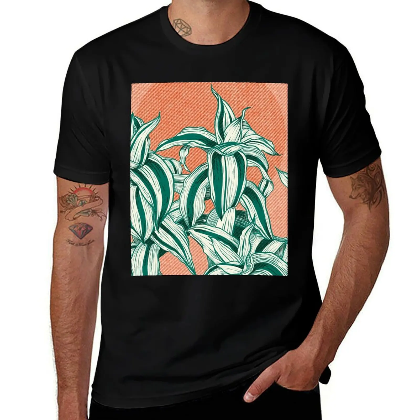 Sunset between leaves T-Shirt Anti-Wrinkle Short Sleeve T-Shirt