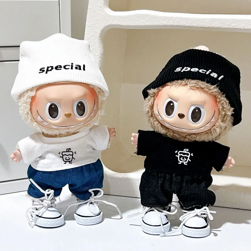 Labubu Puppenkleidung, spezieller Hut, Gräser, Labubu I II, Idol-Puppen, 15/17 cm, Plüschpuppenkleidung, sitzendes Party-Zubehör, DIY-Geschenke