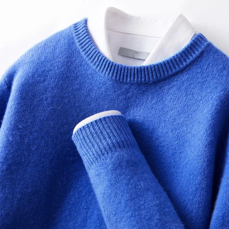 Hot Sale Cashmere Men\'s Sweater O-Neck Knitted Jumpers Long Sleeve Male Pullover Soft Warm Wool roupas masculinas