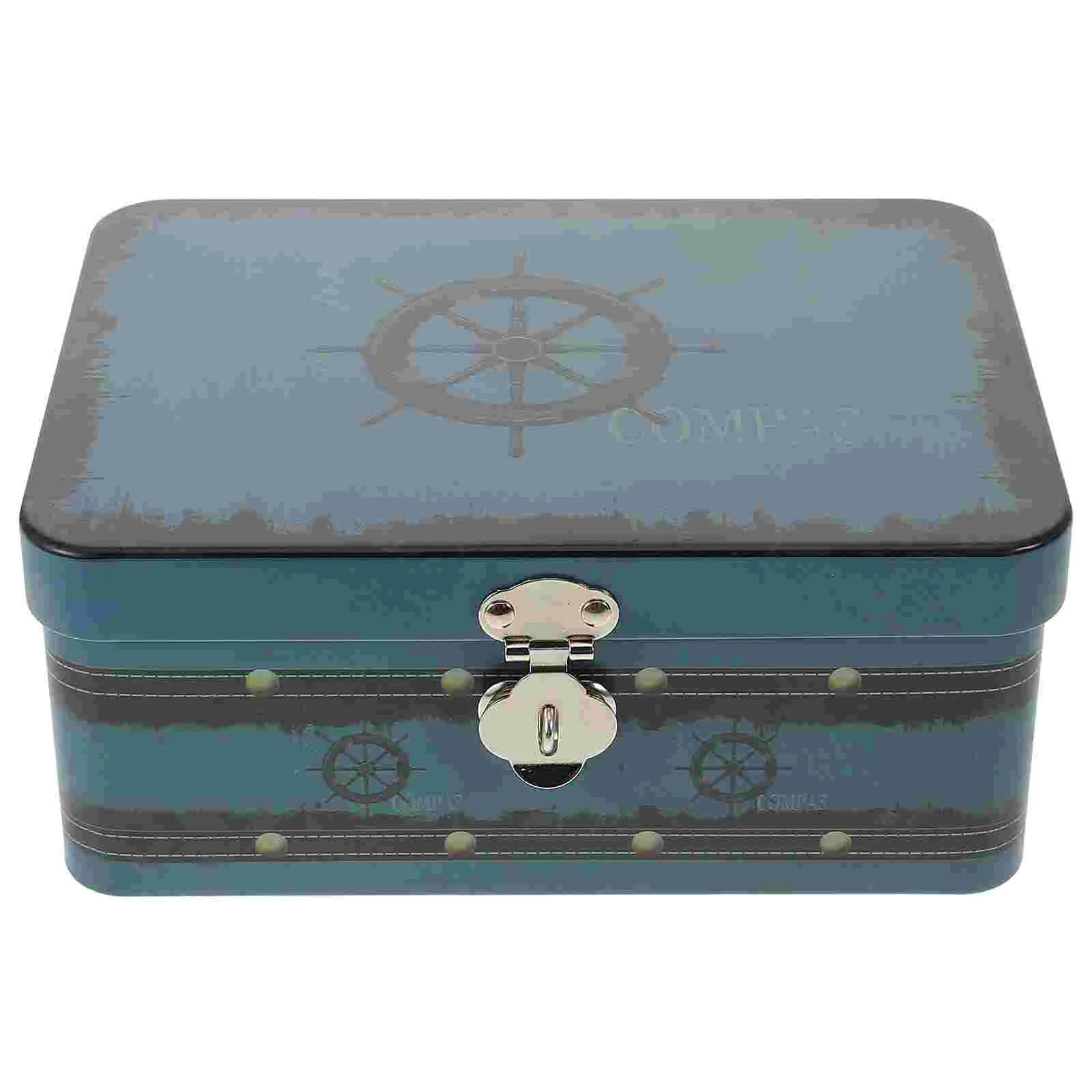 

Storage Box Tinplate Empty Tins Jewelry Case Money Bank Piggy Boxes Desk Organizer Desktop Square Lock