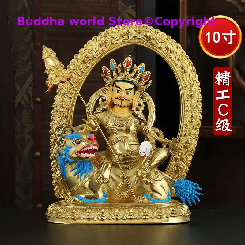 33cm Large High grade gilding golden buddha statue Asia Buddhism GOOD LUCK CAI SHEN God of wealth Vaisravana buddha statue