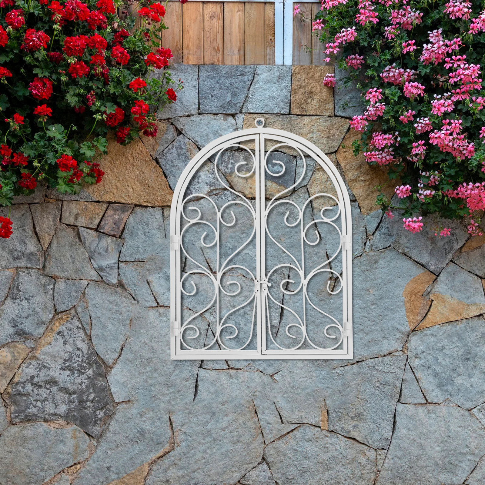 

Faux Window Wall Decor Iron Art Rustic Window Frame 14.8x11.8 Inches Farmhouse Wall Art Garden Entryway Vintage Indoor Outdoor