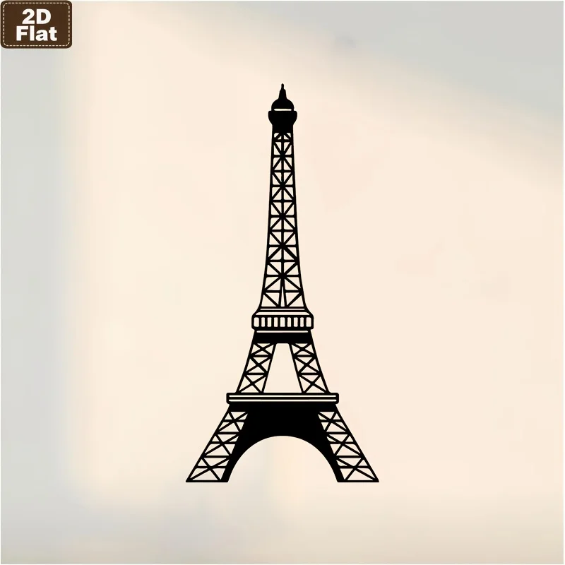 Two-dimensional flat metal wrought iron Eiffel Tower wall decoration，Flat Silhouette Art 1pc