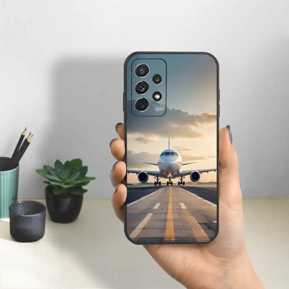 飛行機飛行機アートクール電話ケースサムスン S25、S24、S23、S22、S21、S20、S10、ウルトラ、プラス、ライト、FE、ソフトシリコンブラックカバー