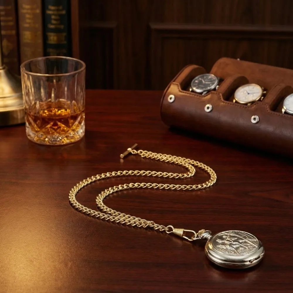 65cm Length Pocket Watch Chain Gold Plated Silver Plated Watch Chain Metal Material T-Bar Design T-Bar Chain Pendant Holder