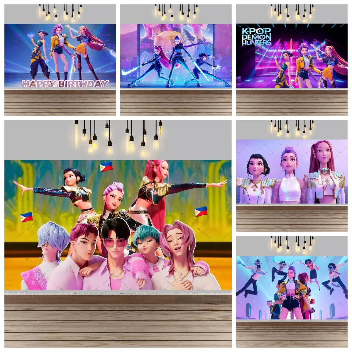 

KPop Girl Demoned Hunters Adult Birthday Party Decoration Backdrop Girl Cake Table Decor Backdrop Poster Baby Shower Supplies