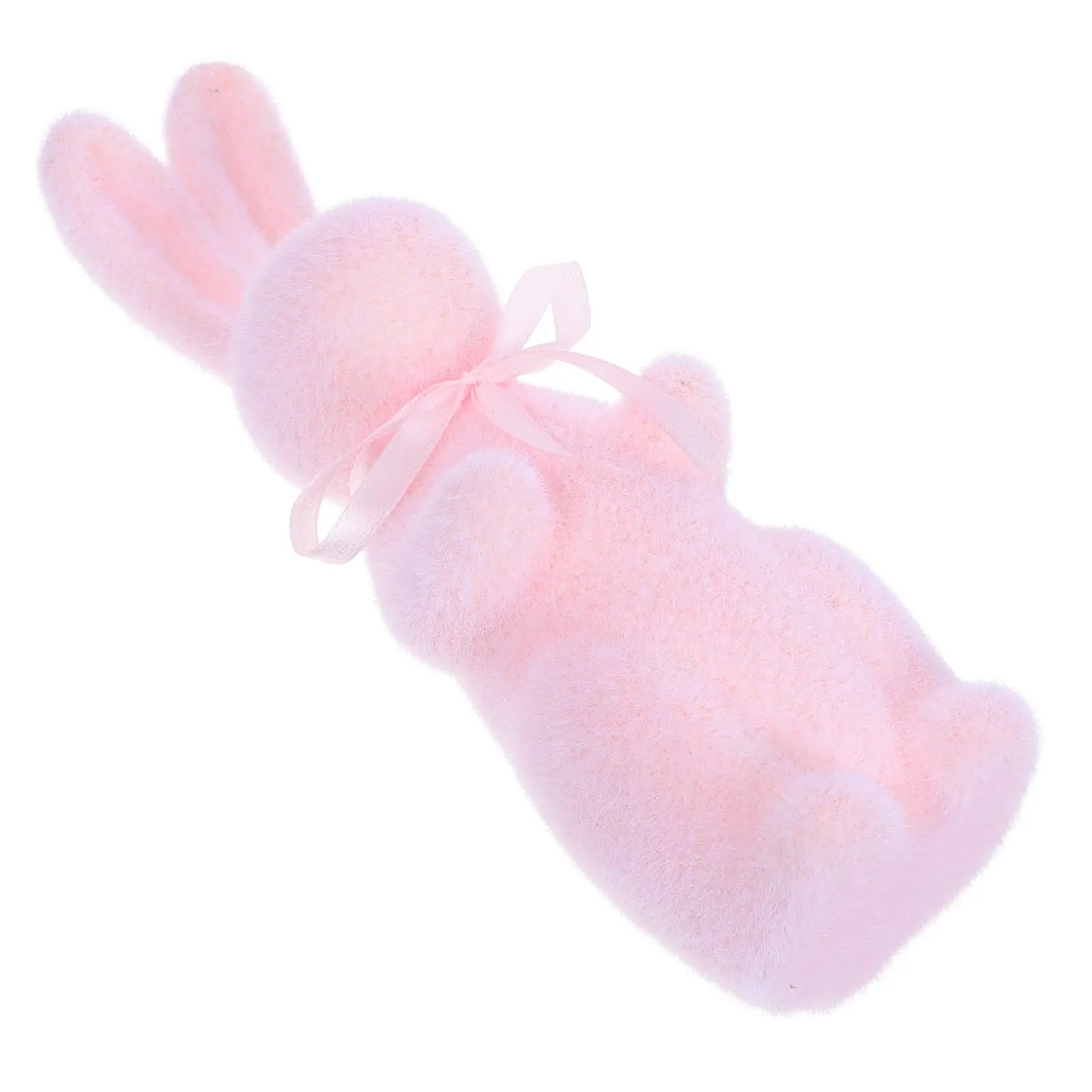 

Flocked Bunnies Figurines Easter Bunny Statue Garden Decorations Pink Foam Micro Landscape