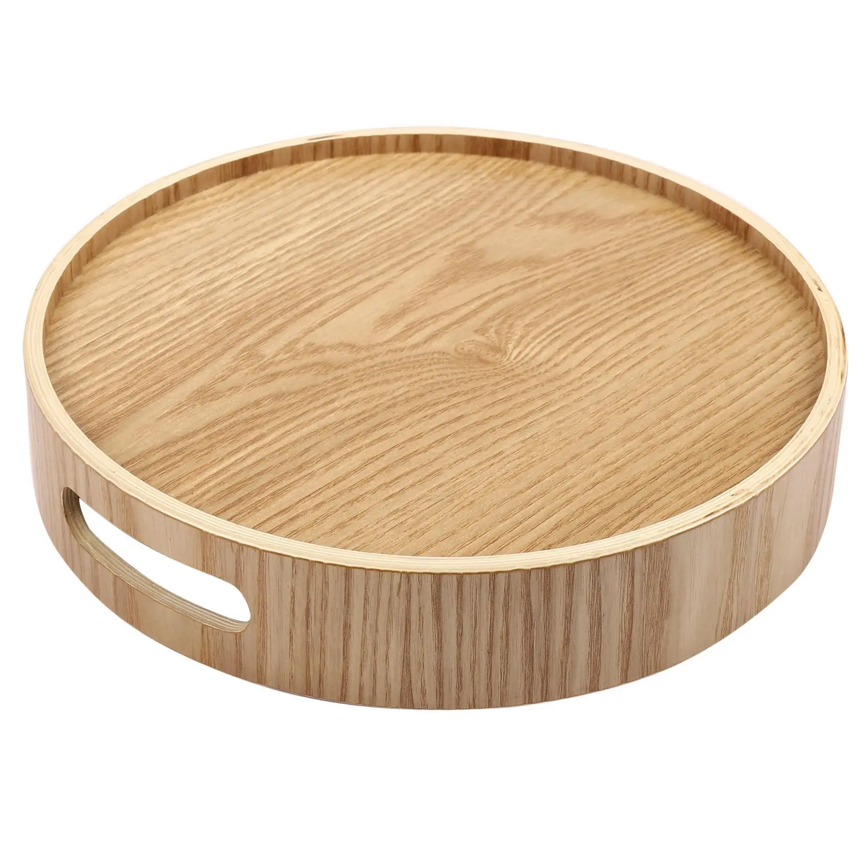 KYCOR-3X Round Serving Bamboo Wooden Tray For Dinner Trays Tea Bar Breakfast Food Container Handle Storage Tray 1