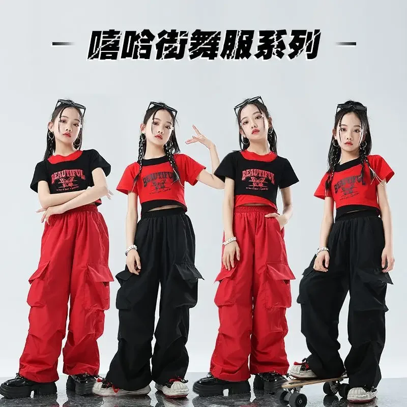 Girls Sports Cargo Pants Kids Fashion Straight Baggy Trousers Children Streetwear Sweatpants Teenager Vintage Casual Pants