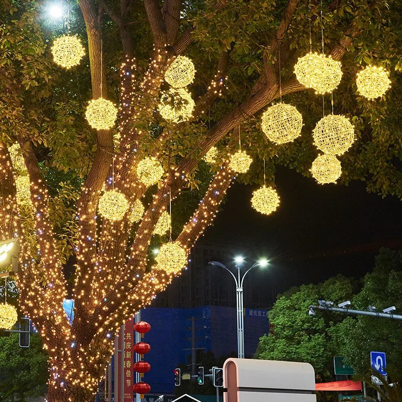 

LED wreath lights for Christmas tree; waterproof outdoor lights; round ball lights for landscape lighting decoration