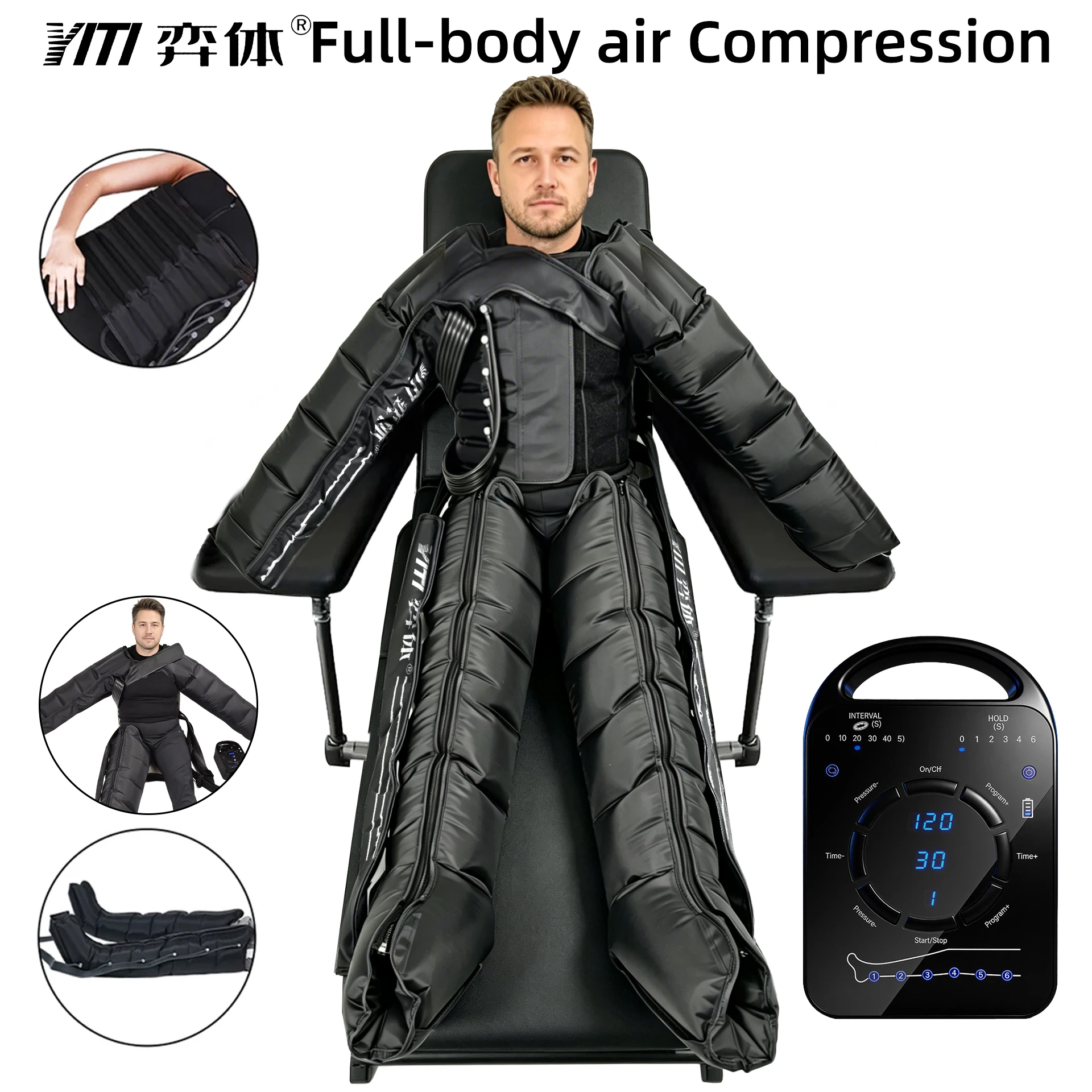 

YITI Legs Pressotherapy for Lymphatic Drainage and Sports Recovery Full Leg Massager to Relieve Pain Relax Muscles with 6 Cavity