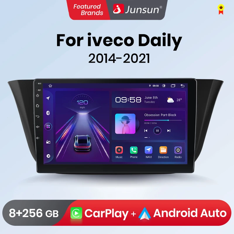 Junsun AI Voice Android Auto Radio For Iveco Daily 2014 2015 2016 2017 2018 2019 2020 2021 Carplay Car Multimedia GPS 2din