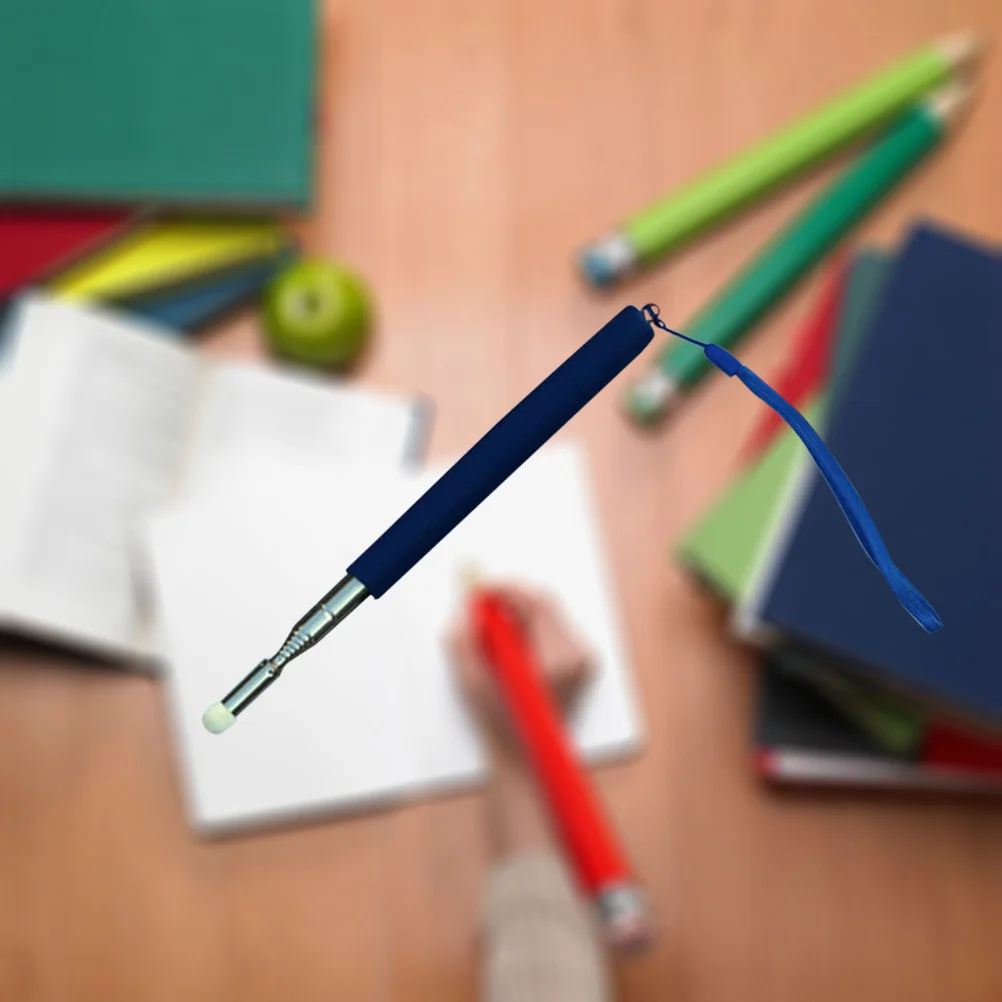 Retractable Whiteboard Pointer Pen Blue Extendable Sturdy Handheld Non Slip Grip Lightweight Pocket Clip for Teachers Presenters