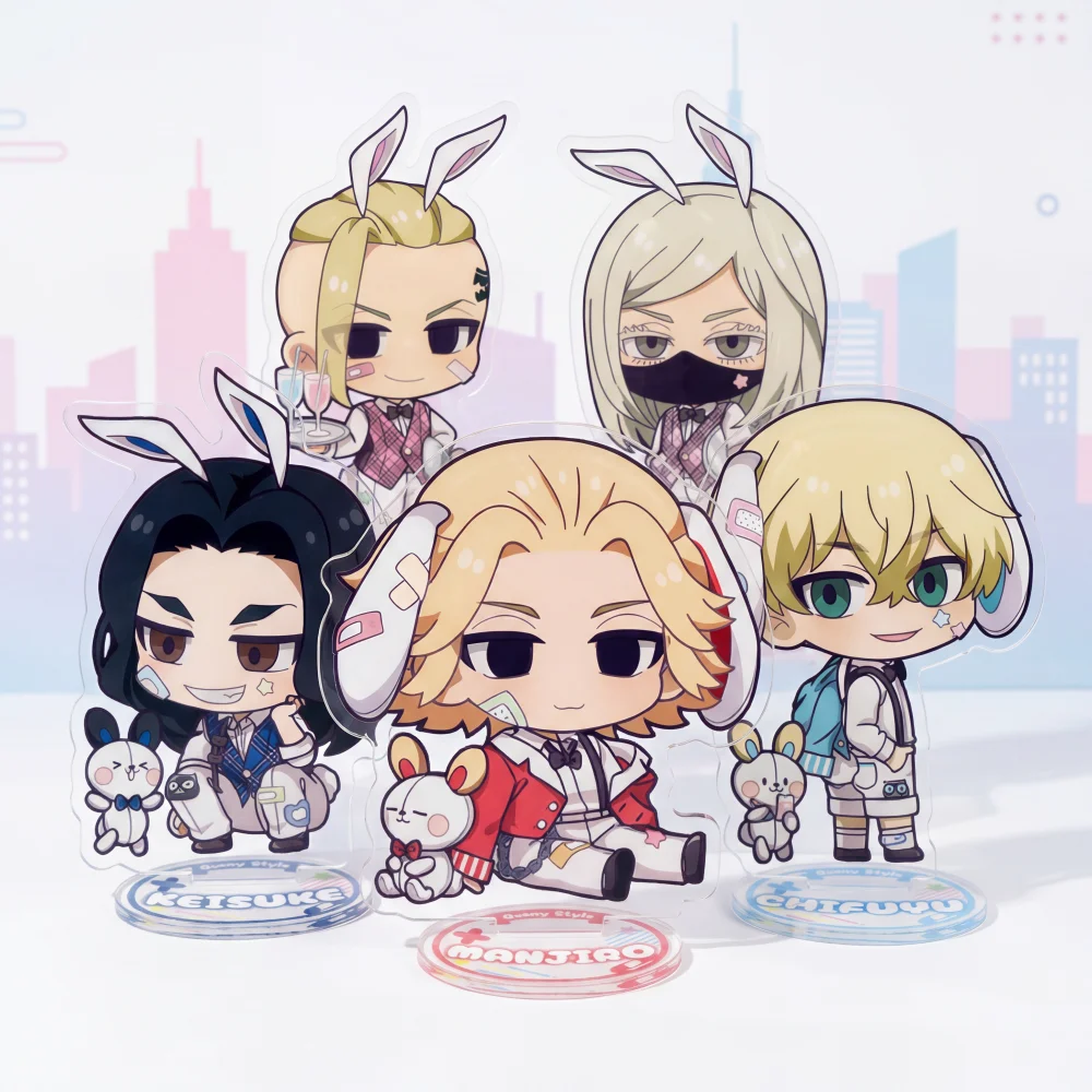 Anime Tokyo Avenger Figure Stand Model Bunny Series Acrylic Decoration Keychain Mikey Draken Table Top Decoration Birthday Gift