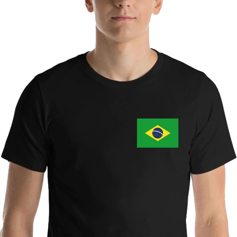 HX Brazil Flag T-shirts Motherland Sticker Printed Tees Black White Cotton T Shirts Adult Teens Summer Short Sleeve Shirts