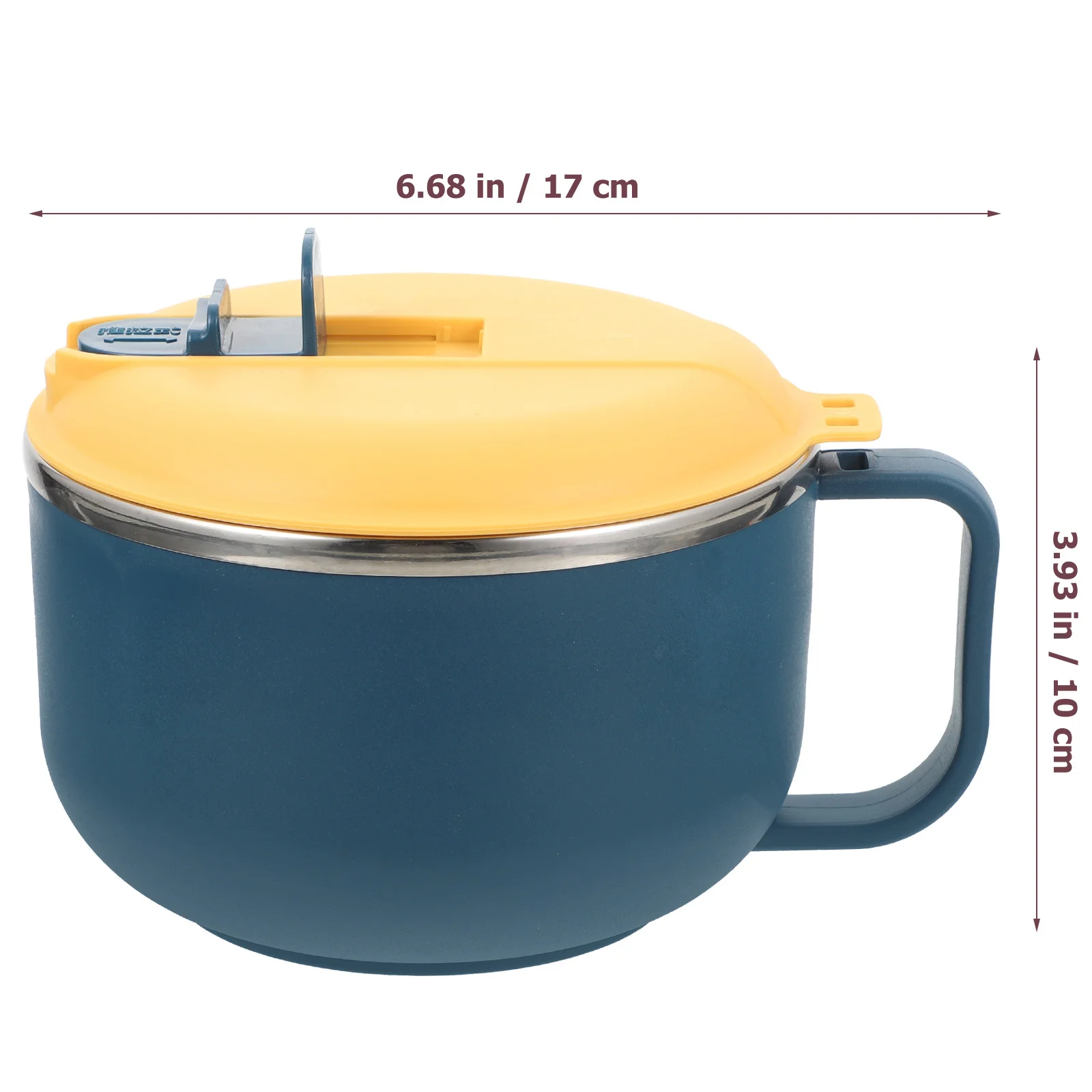 وعاء حساء من الفولاذ المقاوم للصدأ، وعاء معكرونة رامين آمن للميكروويف مع غطاء، حاوية طعام مدمجة للمطبخ والمنزل #3