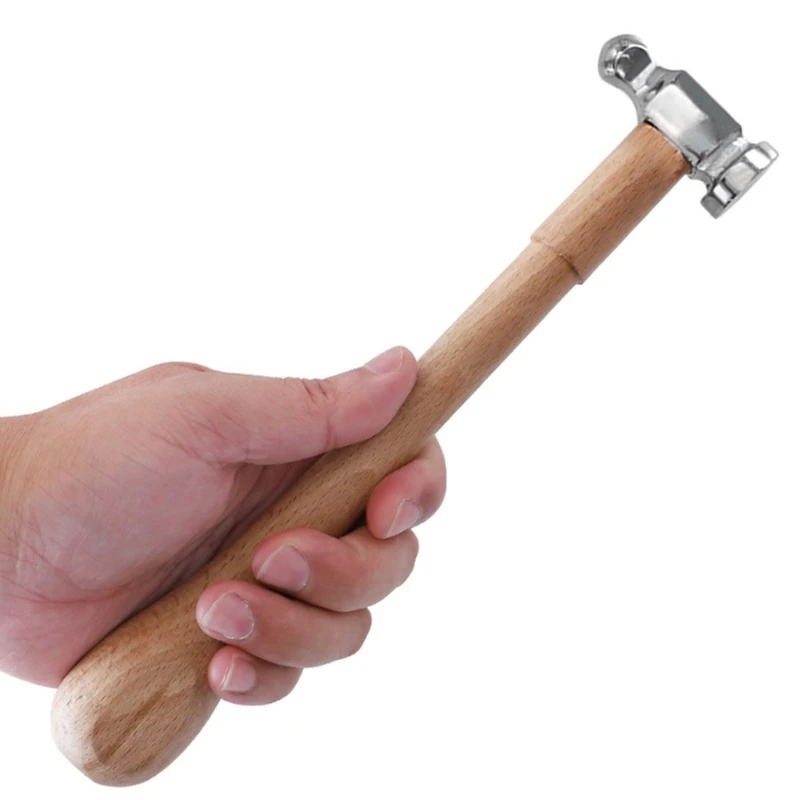 Ball Peen Hammer with Wooden Handle Heavy Duty Metalworking Hammer for Household Workshop Metal Forming Repairing Rivet