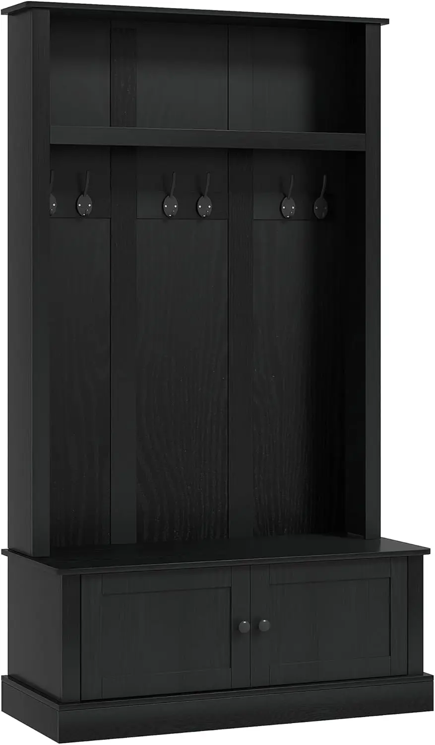 Entryway Hall Tree with Coat Rack, Shoe Storage, Cabinet and Shelf, Mudroom Bench for Hallway, Black
