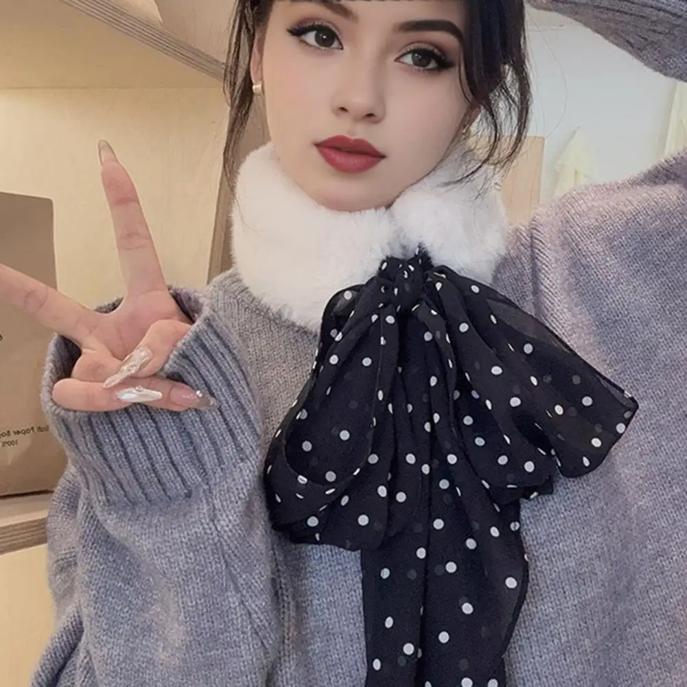 Women's Faux Fur Collar Scarf Winter Furry Self Tie Scarf Cold Weather Neck Warmer Wrap For Ladies Daily Wear Date Bufanda