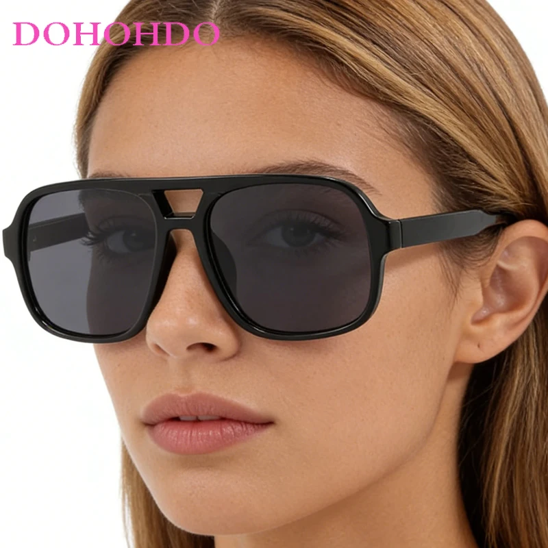 

Classic Fashion Double Bridge Pilot Oversized Square Women Sunglasses Brand Designer Men Sun Glasses Driving Travel Shades UV400