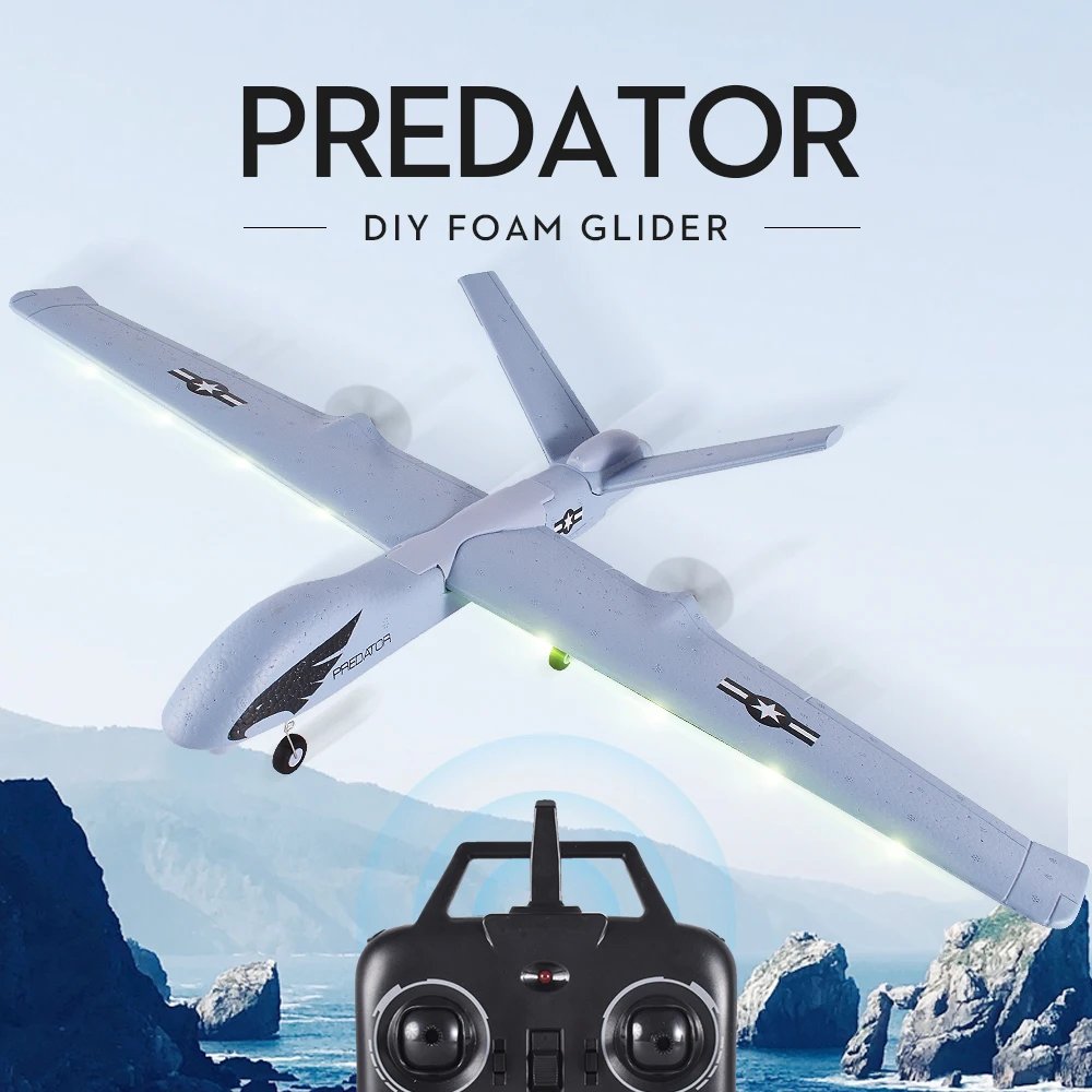 Z51 Predator RC Glider 2.4G 2CH EPP Foam RC Самолет со светодиодной подсветкой и фиксированным размахом крыльев RC Самолет Figher Toys 2CH 3CH