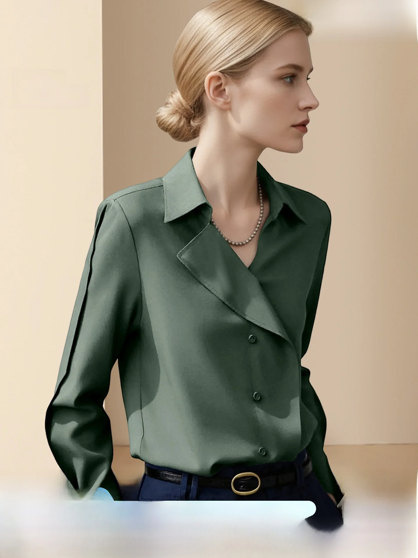 Camisa ajustada para mujer de Diffie Rieger, estilo casual para el día a día, manga larga, con botones, corte recto, para otoño y oficina.