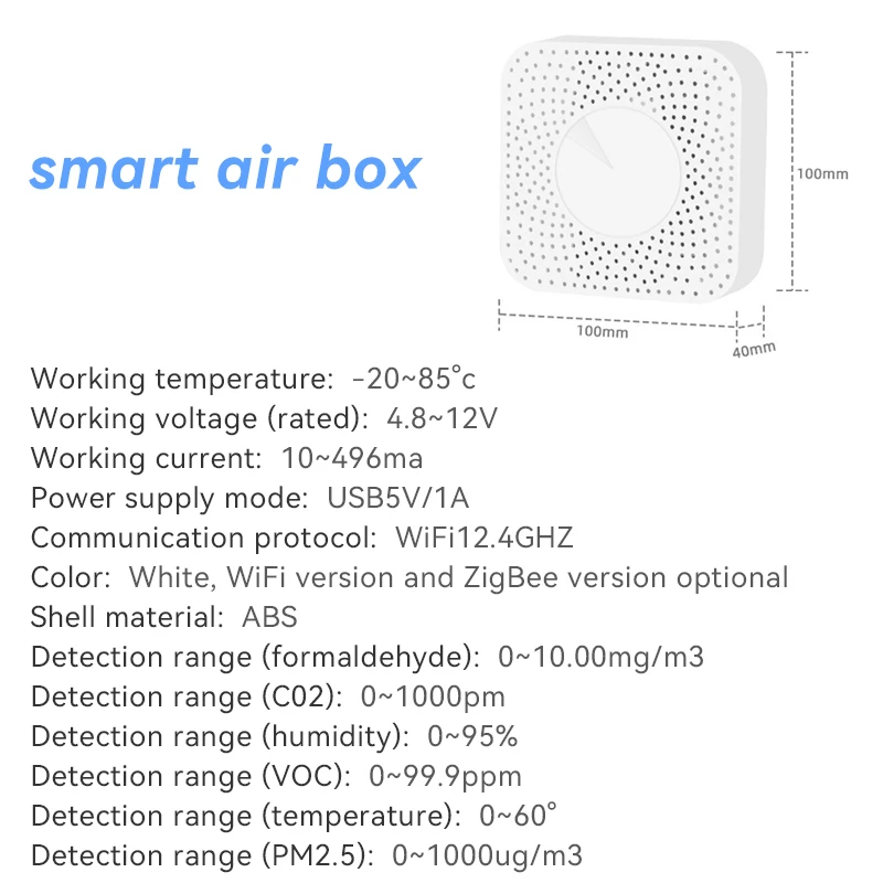 Tuya WIFI Zigbee Smart Air Butler CO2 Air Quality Monitor VOC PM2.5 Gas Detector Automation Household Temperatur Humidity Sensor