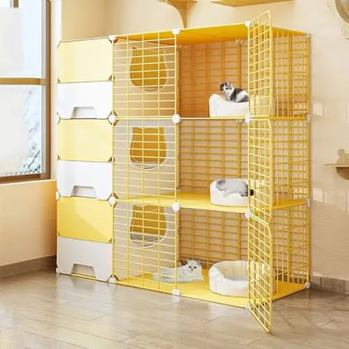 

Large Layered Cat Kennel Cage with Litter Box Easy Clean Refinement Grid Indoor Hygienic, Customized