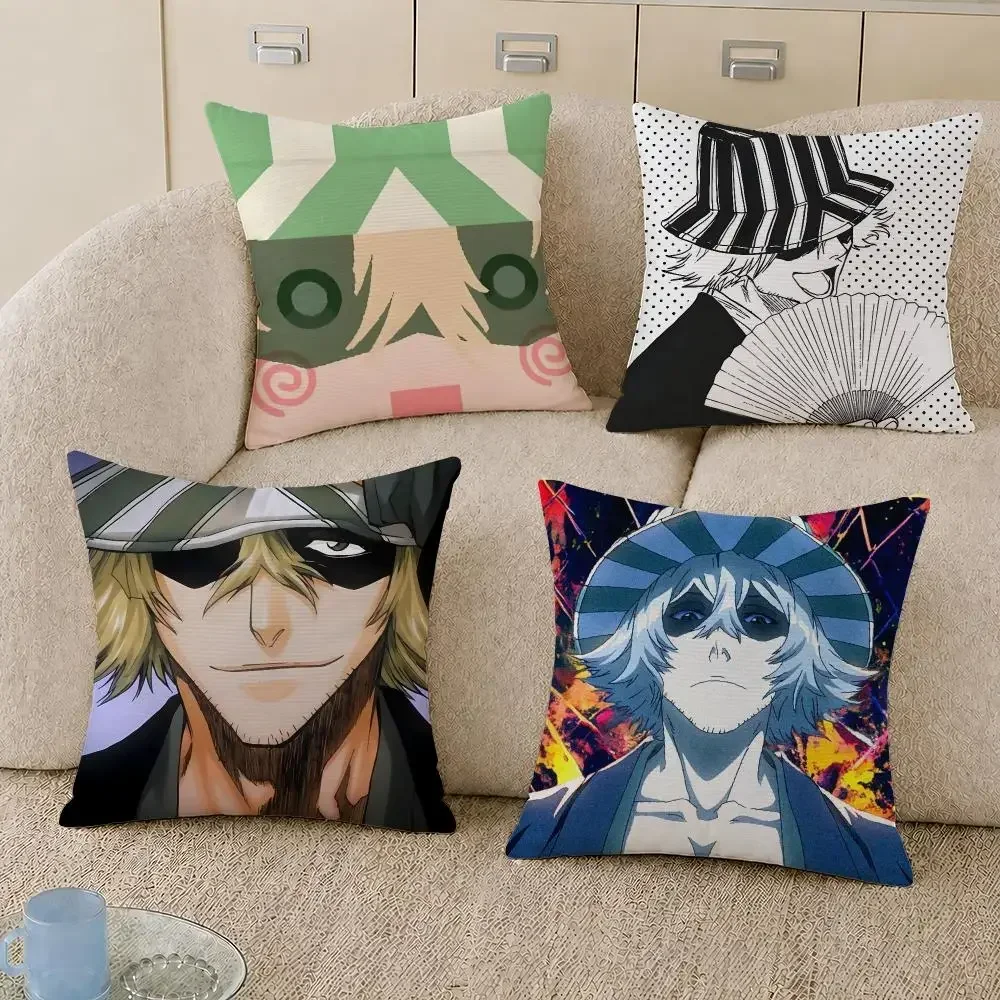 Anime Kisuke Urahara Bleach Soul Society Cushion Cover Decorative Pillowcase Soft Short Plush Cozy Durable Sofa HomeDecor Items