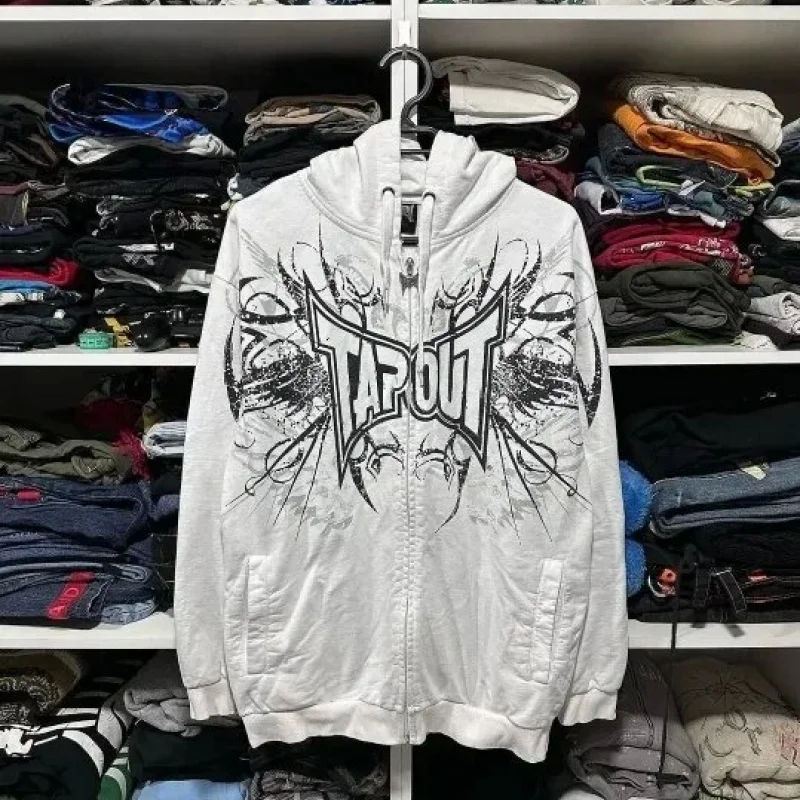 2024 Spring And Autumn American Retro Street Harajuku Hip Hop Pattern Jacket Hoodie Men's Loose Casual Y2k Solid Color Jacket
