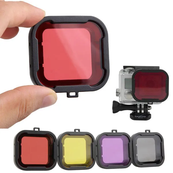 Mini acessórios de filmadora para Hero 4 Hero 3+ Polarizador cor vermelha filtro de lente de mergulho subaquático @