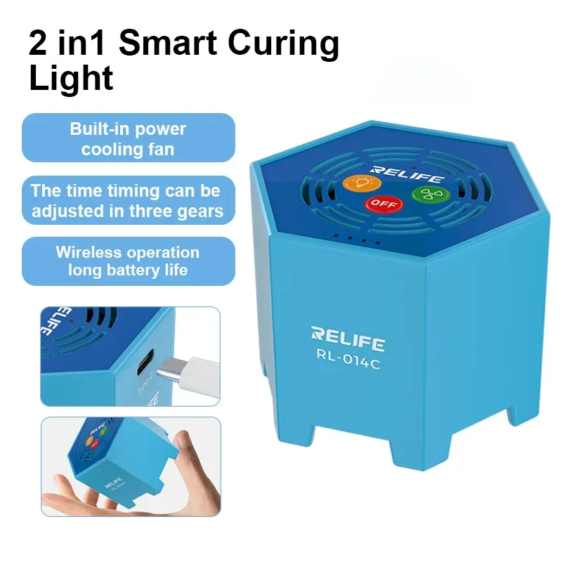 RELIFE RL-014C 2 In 1 Smart Cooling and UV Curing Light for Motherboard Repair 3 Speed Adjustment Smart Curing Lamp Cooling Fan