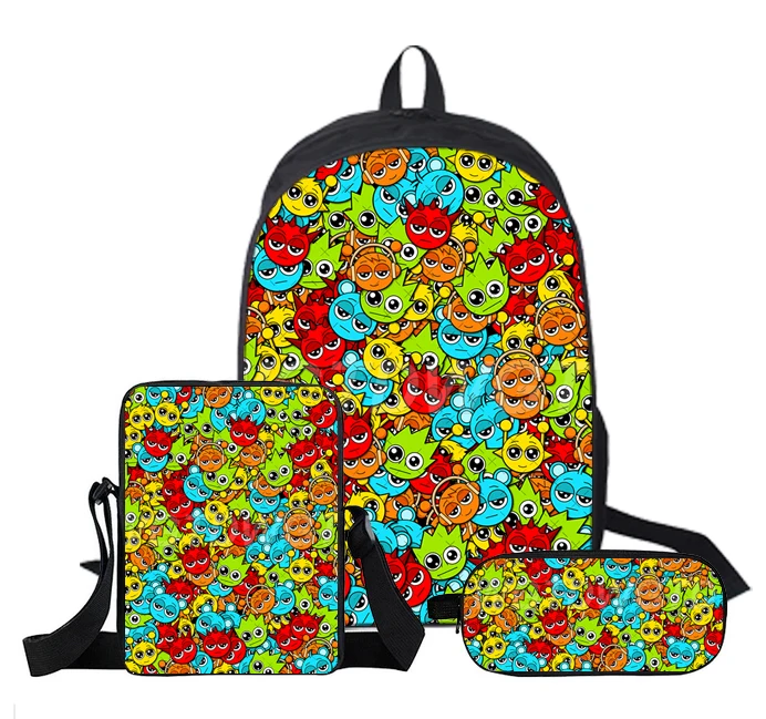 3 Pcs Sets Backpack 3d Prints Sprunki Incredibox Game School Bags for Teenage New Cartoon Sprunki Schoolbag  Men Purses Handbags