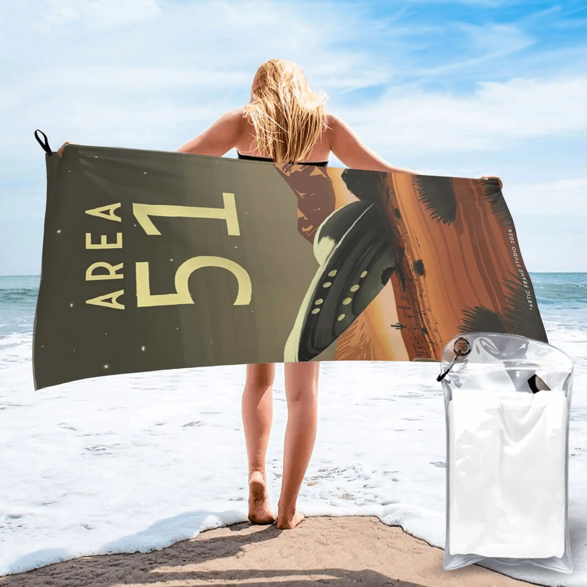 Roswell, New Mexico Desert Area 51 Poster Beach Towel Soft Microfiber Quick Dry Absorbent Quick Towels For Pool