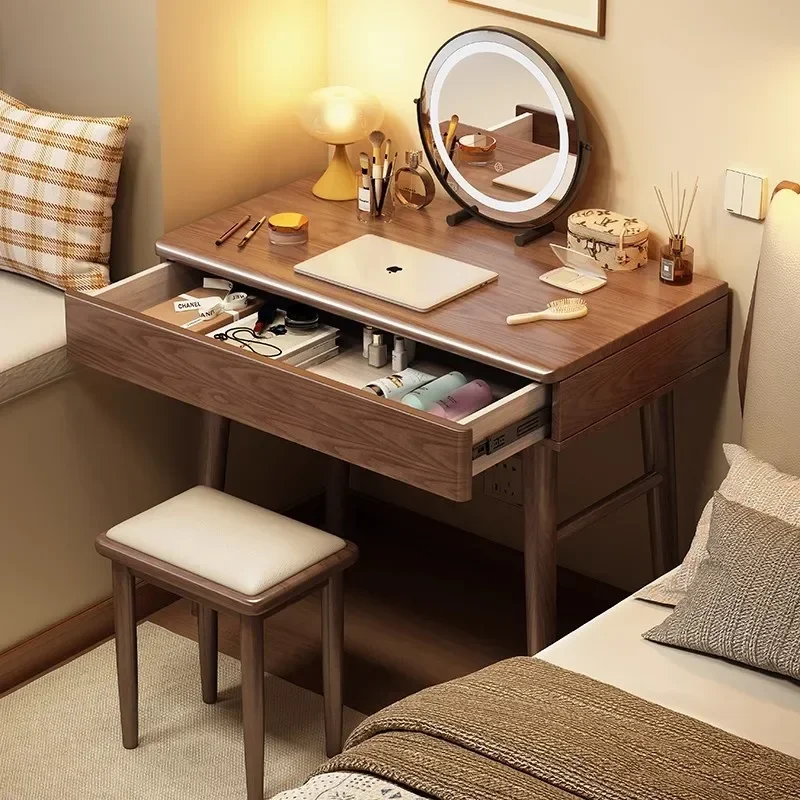 Modern simple makeup table Household small apartment makeup table with chest of drawers and makeup stool