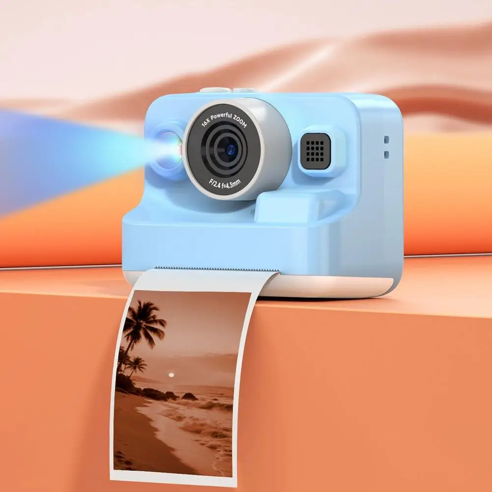 子供用インスタントプリントカメラかわいいミニ写真印刷HDカメラ1080P解像度128GBメモリカード付き写真撮影に最適Z3U2