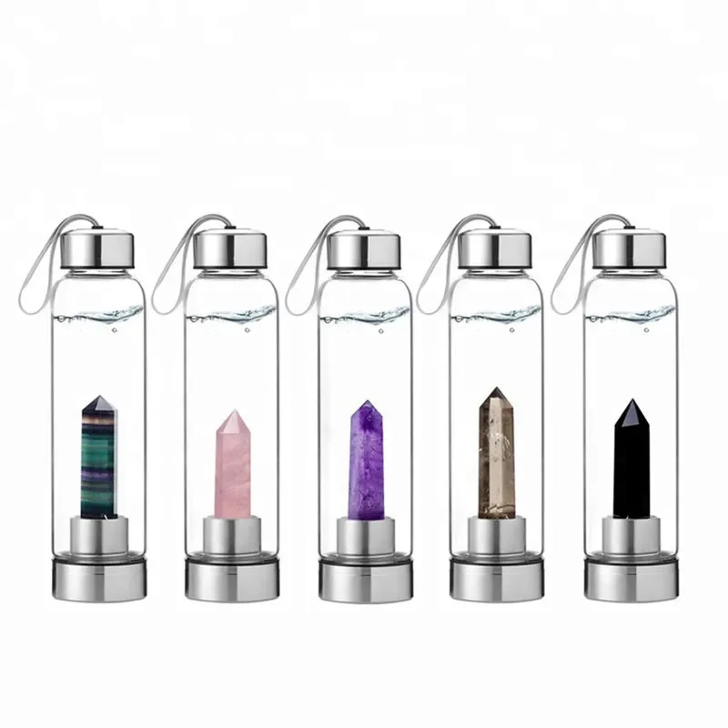 Bottle Obelisk Quartz Stone Elixir Diamond Point Wand Colors Crystal Healing Water Gem Home Natural