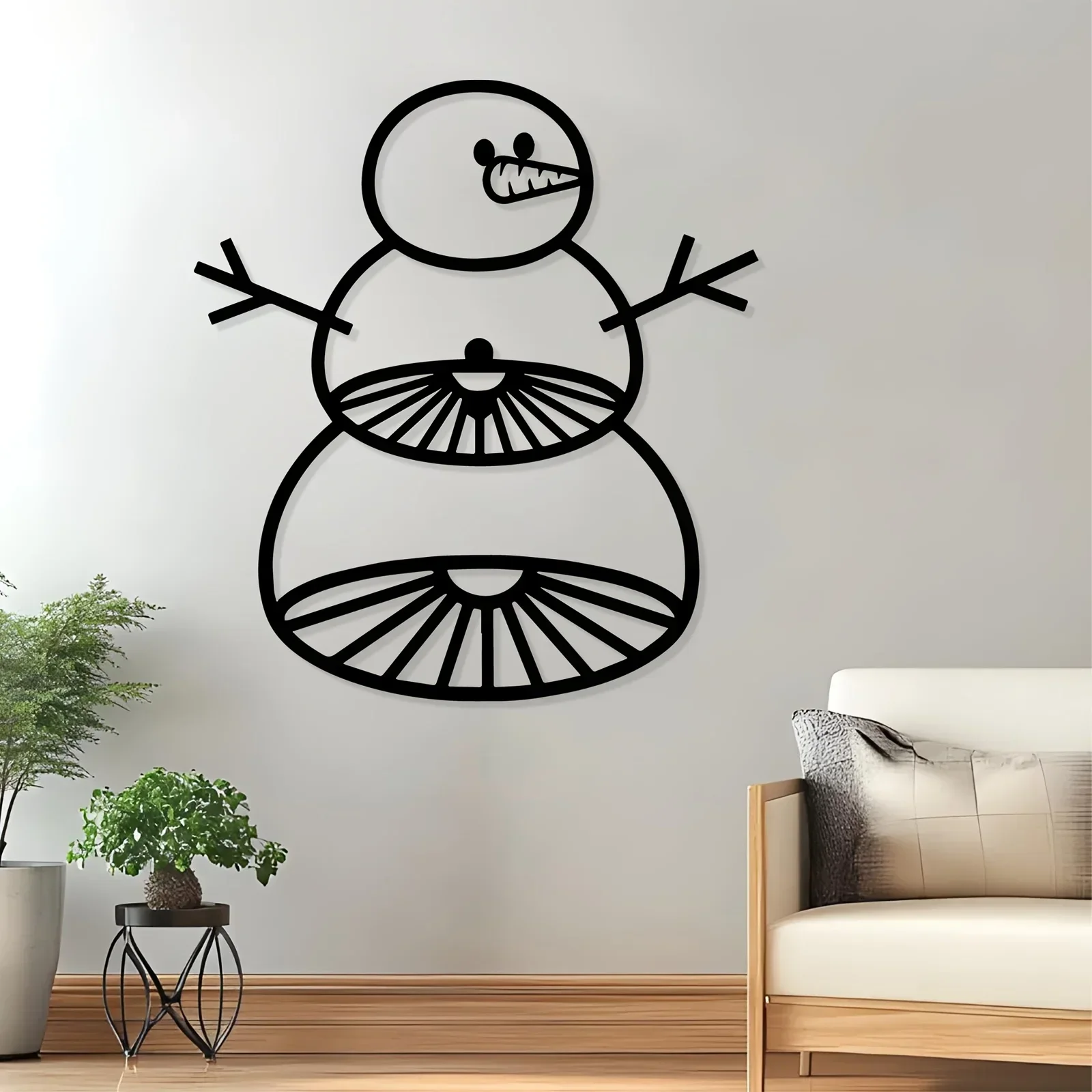 Snowman Metal Wall Art, Winter Snowman Laser Cut Wall Hanging Decor. Century Old Baking Paint Process, Waterproof