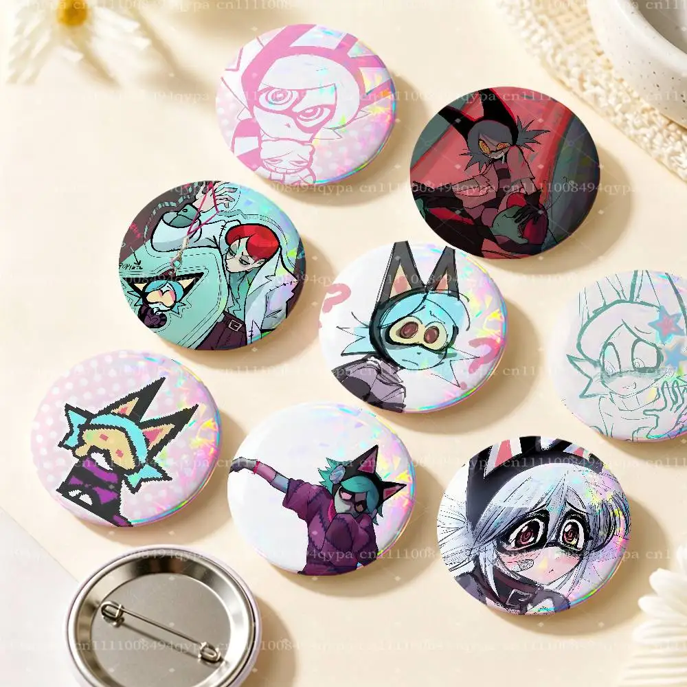 P-Psychocuties Masakrik Ushaka Pin Round Circle Shape Metal Button Pin Badge Pinback Decoration Gifts Clothes Decor