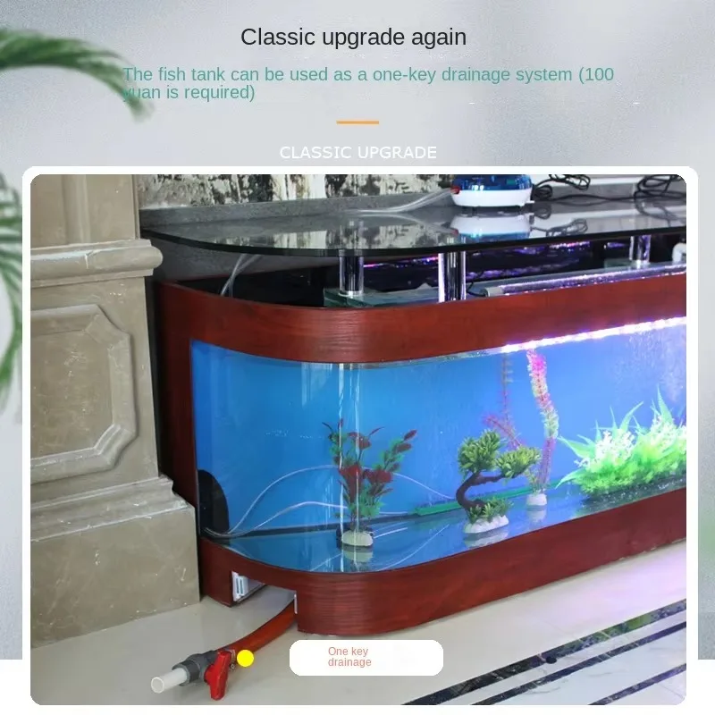 Modern Luxury European TV Stand Aquarium Self-Cleaning Ecosystem Ultra Quiet Large Glass Fish Tank for Living Room Multiple