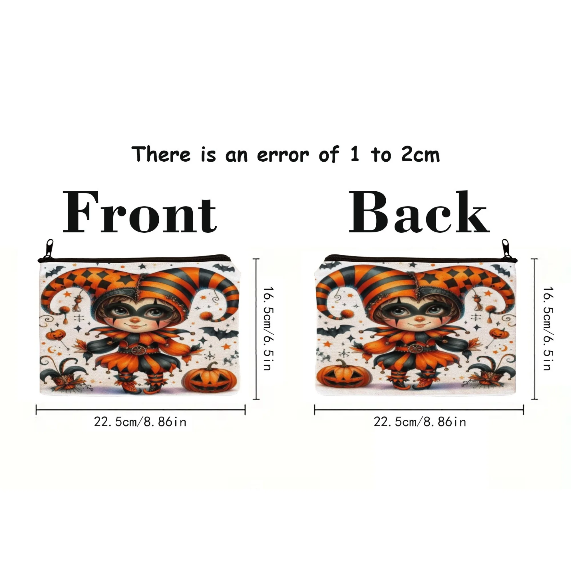 Bat Pumpkin Clown Girl makeup bag lightweight portable cosmetic case with zipper closure ideal for women Birthday Christmas Gift