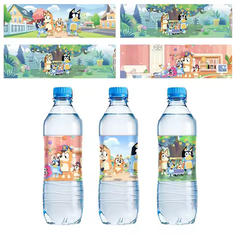 Bruy themed party decoration mineral water bottle stickers dog party stickers repeatedly used