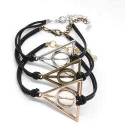 New Harry Potter Deathly Hallows Bracelet Movie Peripherals Retro Leather Rope Jewelry Souvenirs Children's Toys Gifts