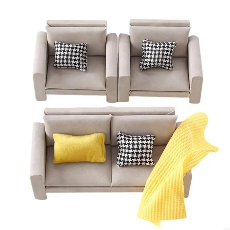 

Decorative Miniature Sofa 1/12 Scale Dollhouses Bedroom Wooden Craft Accessory