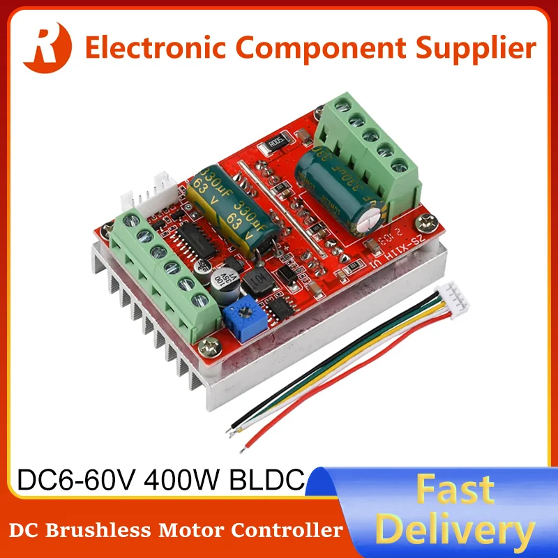 DC6-60V 400W Three-phase DC Brushless Motor Controller BLDC PWM Hall Motor Control Driver Board Motor Driver Module 12V 24V 48V